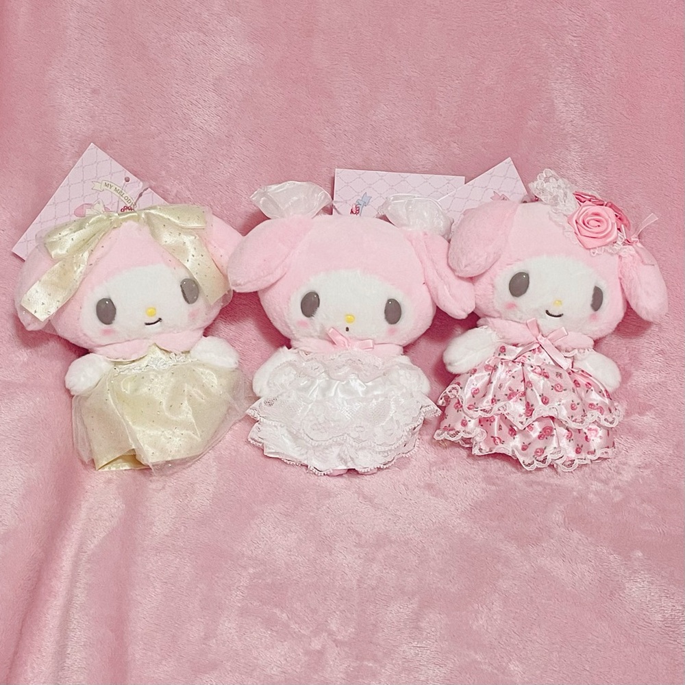Sanrio Lady My Melody Birthday Lace Rose Mascot Plush Bundle